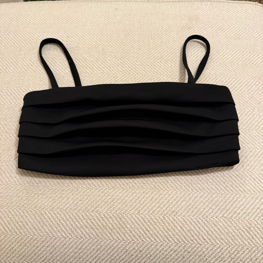 Zara Black Pleated Crop Top Size S